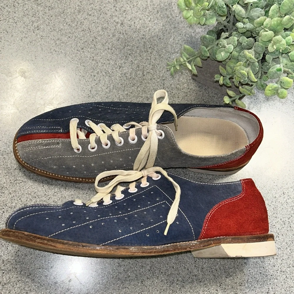 EPIC VINTAGE SUEDE men’s/women’s many UNISEX SIZES bowling shoes Red, Blue,Gray - Picture 2 of 6